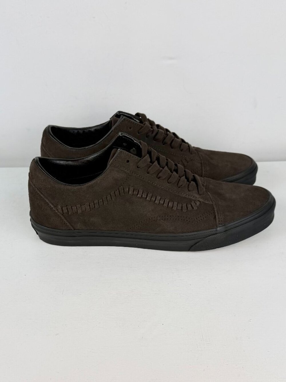 M11.5, W13- VANS Old Skool Crafted Stripe Leather Brown/Black Sneaker